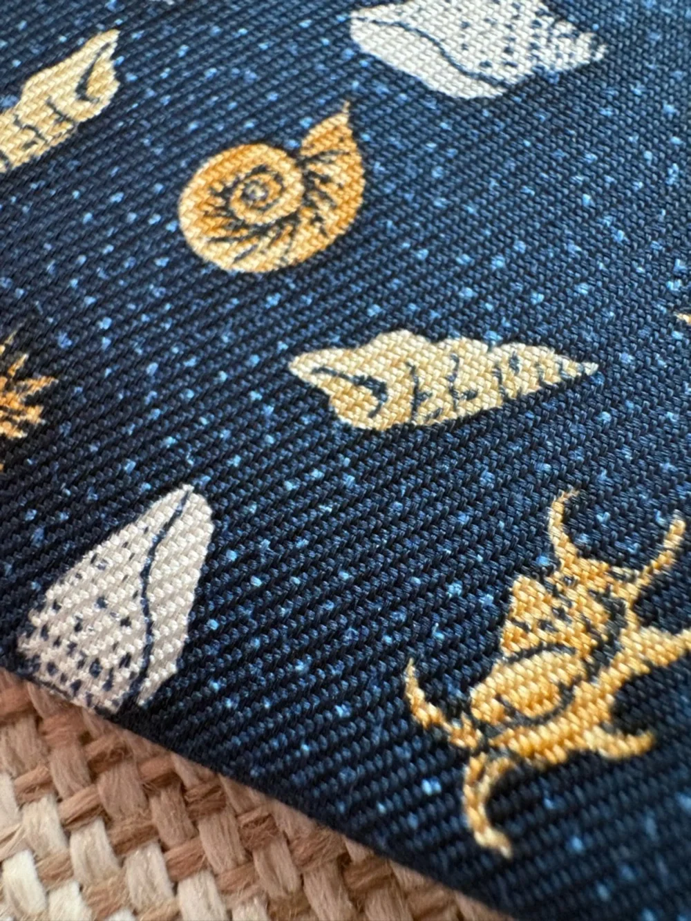 Alynn “What the Shell?!” Silk Tie Navy Seashell Crab Novelty Print